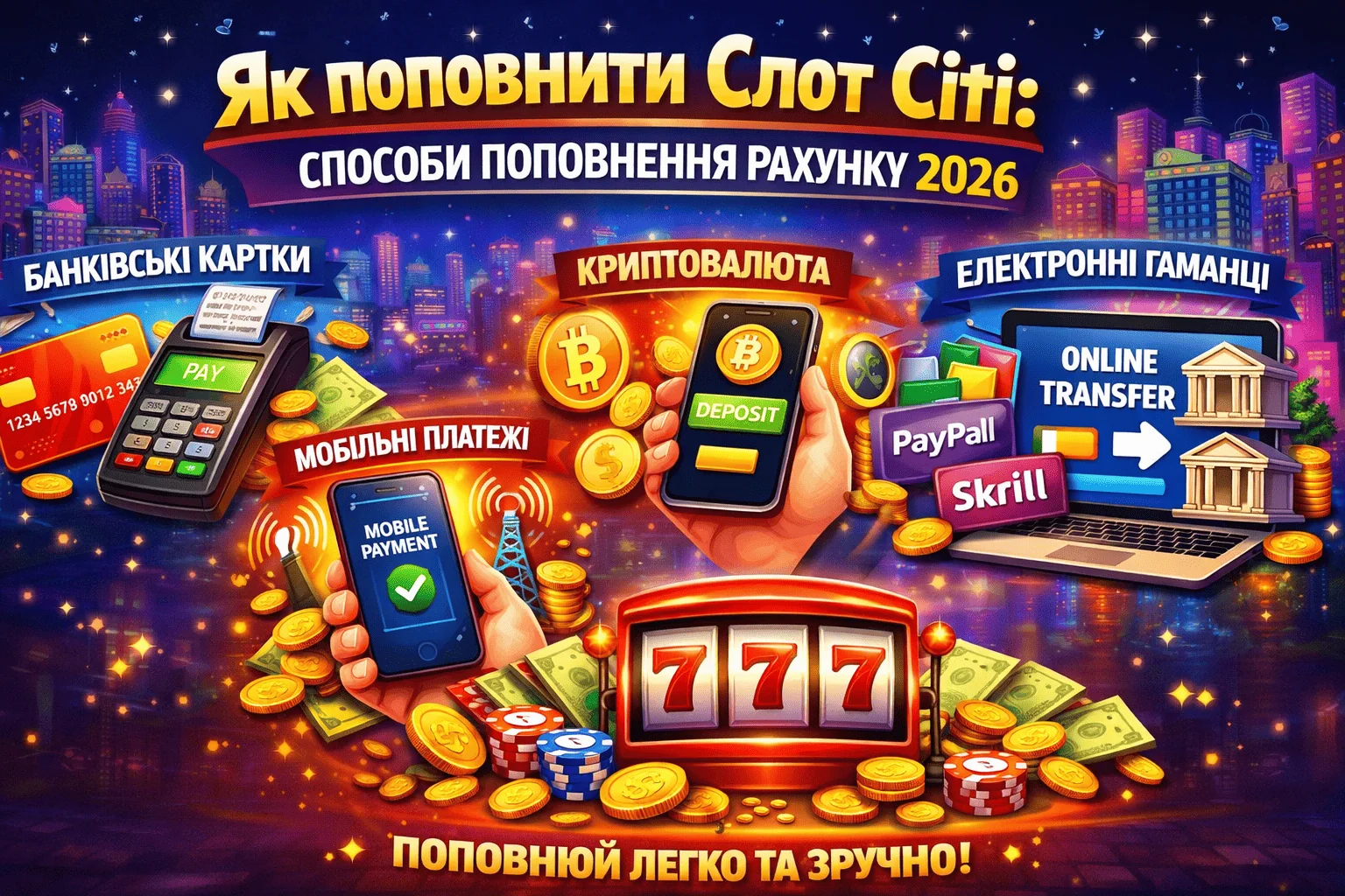 Поповнення Слот Сіті казино