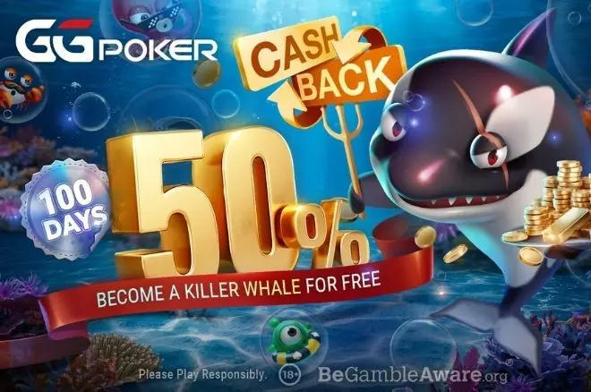 GGPoker пропонує 50% рейкбеку на 100 днів