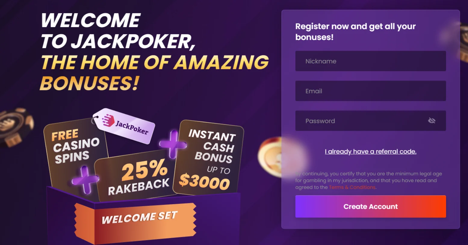 300% бонус на перший депозит від Jack Poker