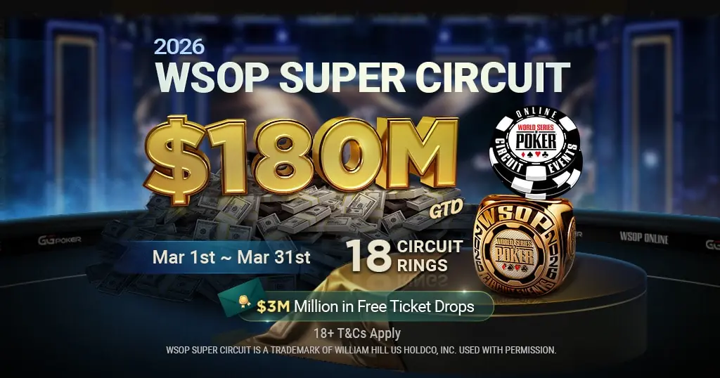 GGPoker анонсувала повернення WSOP Super Circuit із рекордною гарантією $180,000,000