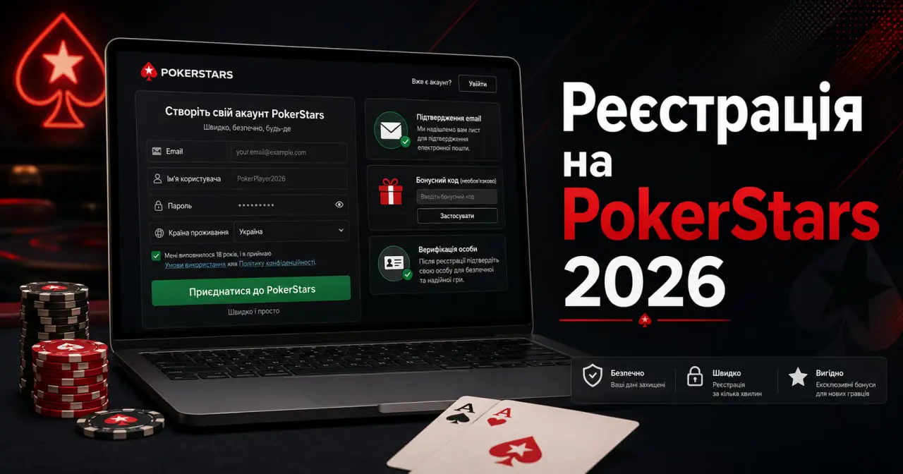Реєстрація на PokerStars у 2026 році