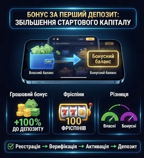 Бонус за перший депозит у казино